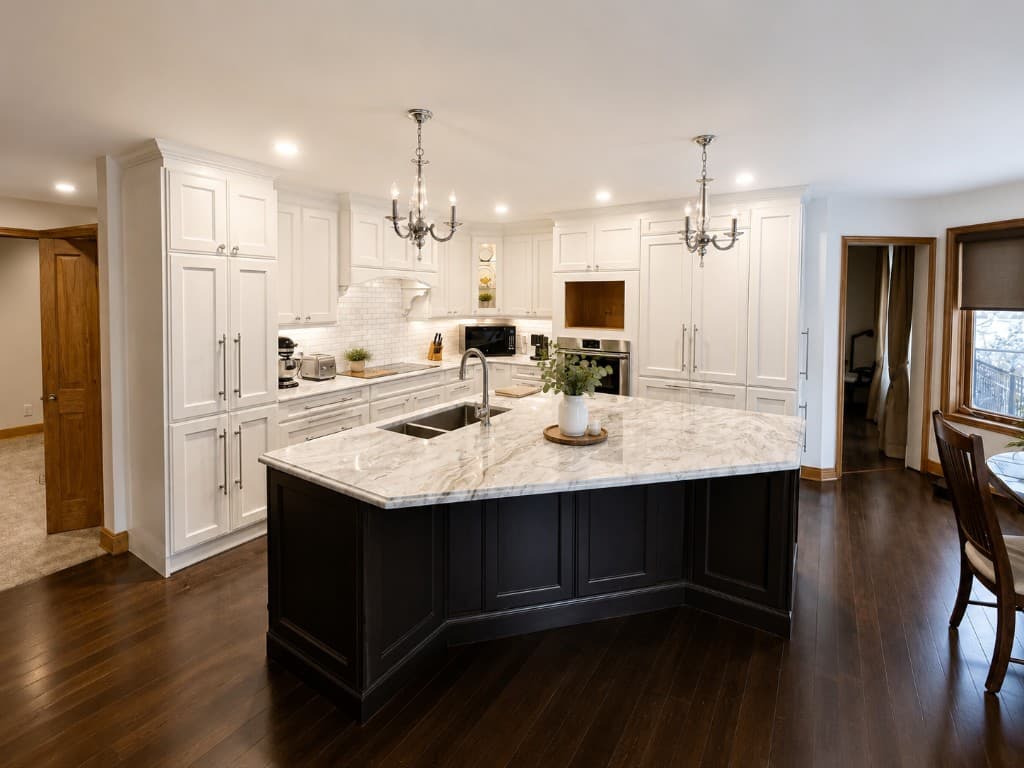 Elegant Kitchen with Marble Island — Montreal, QC
