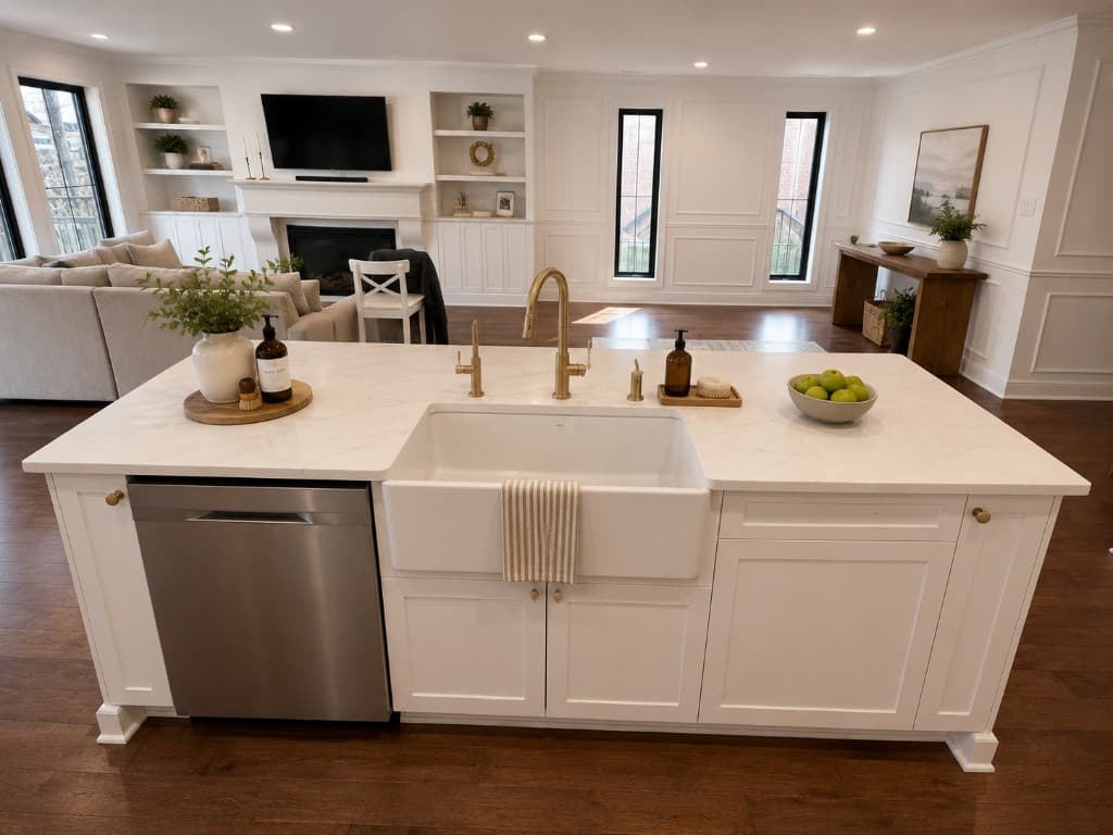 Modern Farmhouse Kitchen & Living — Montreal, QC